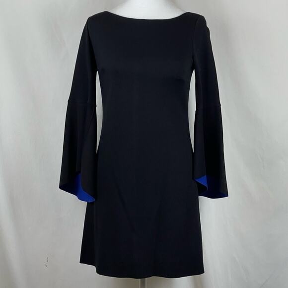 Bailey/44 Black With Electric Blue Bell Sleeves Party Event Dress NWOT Size XS - Picture 2 of 14